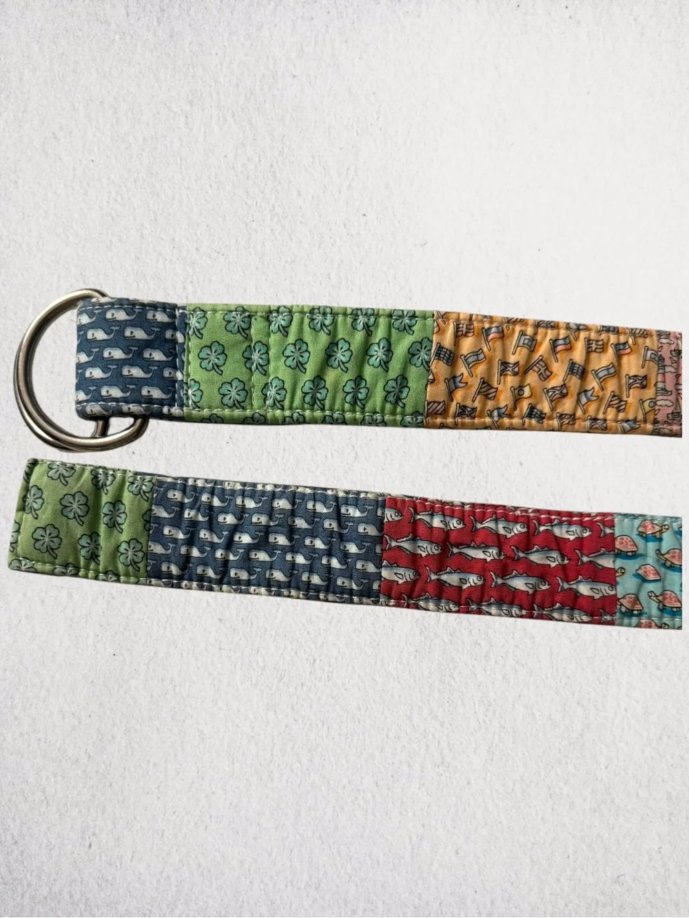 Vineyard Vines Cotton Multi Patterned D-Ring Belt Size M